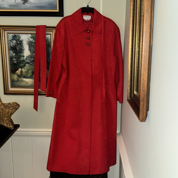 Red Long Suede Apres Ski Jacket Vintage XL 2X 16 Valentines Day Valentine - Picture 9 of 10